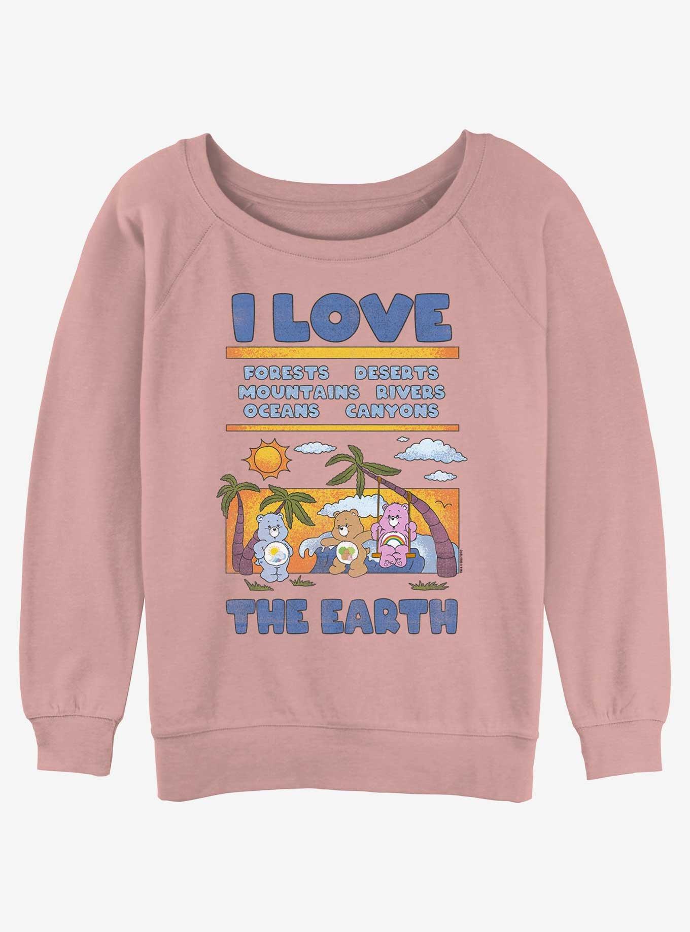 Care Bears I Love The Earth Womens Slouchy Sweatshirt, DESERTPNK, hi-res
