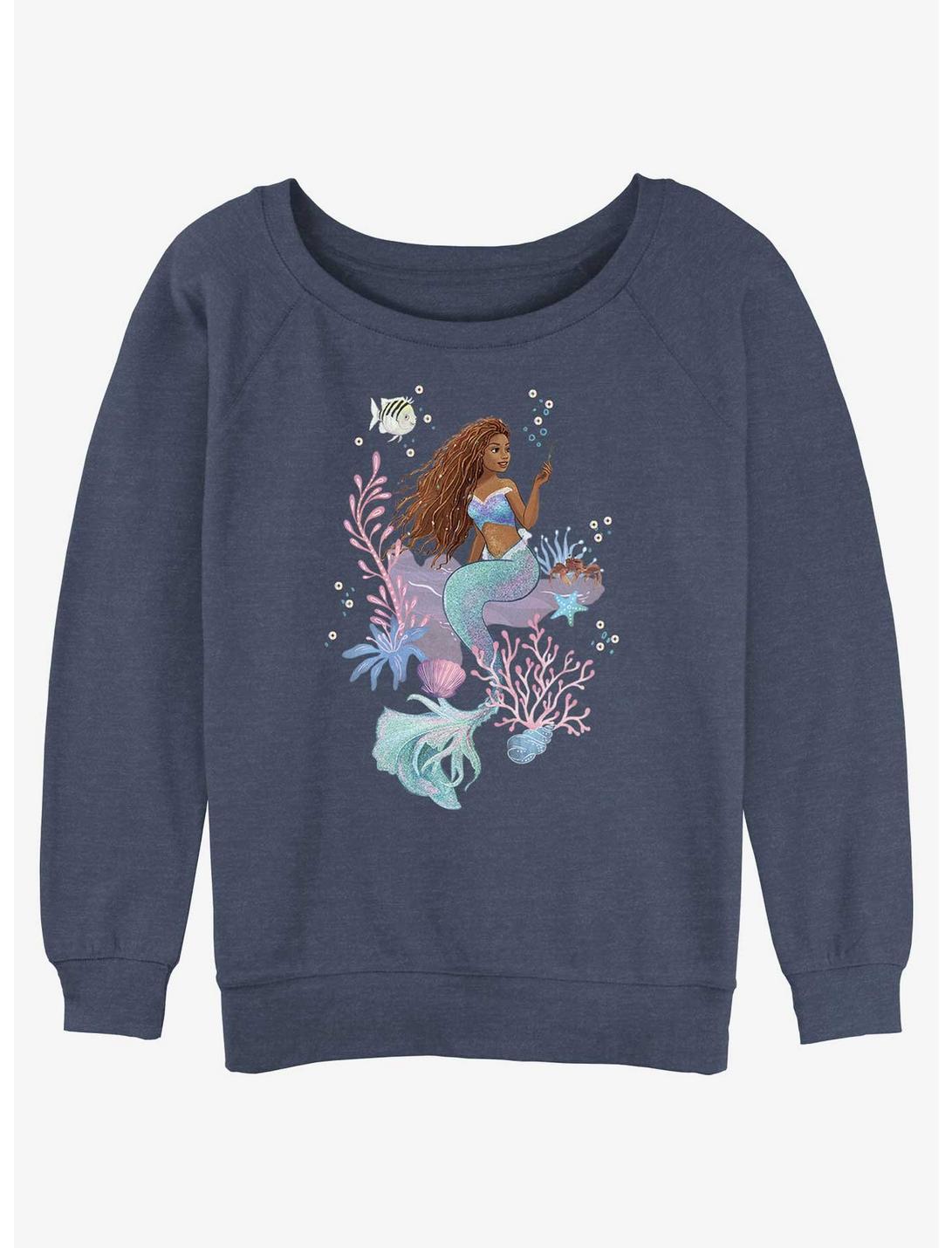 Disney The Little Mermaid Ariel Dinglehopper Womens Slouchy Sweatshirt, BLUEHTR, hi-res