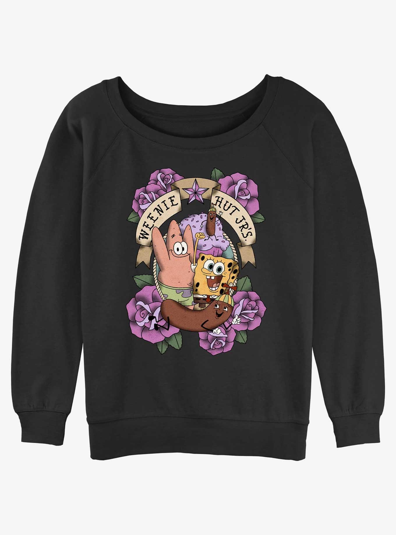 Spongebob Squarepants Weenie Hut Jr's Womens Slouchy Sweatshirt, BLACK, hi-res