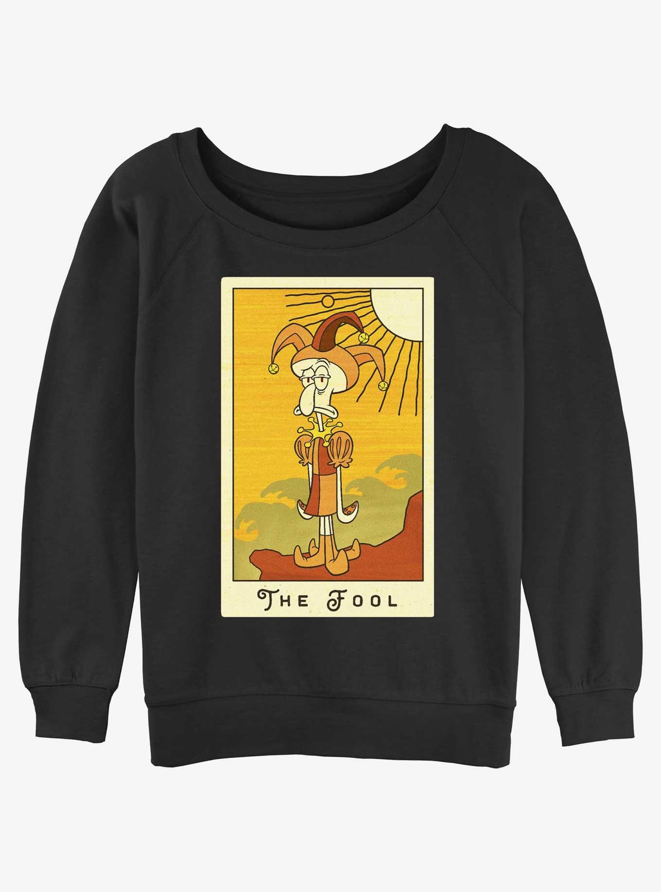 Spongebob Squarepants The Fool Squidward Womens Slouchy Sweatshirt, BLACK, hi-res