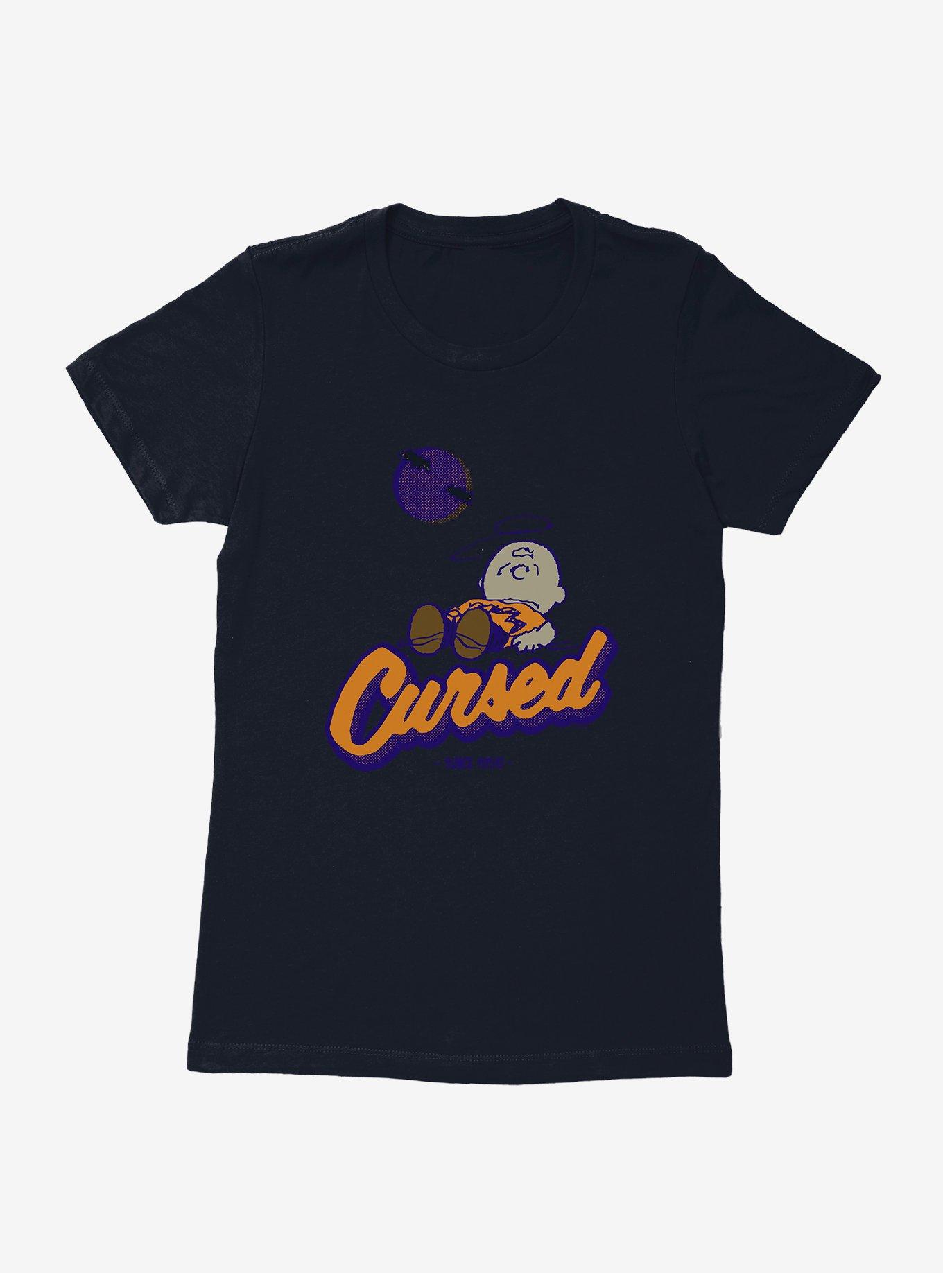 Peanuts Cursed Since 1950 Charlie Brown Womens T-Shirt, MIDNIGHT NAVY, hi-res view 1