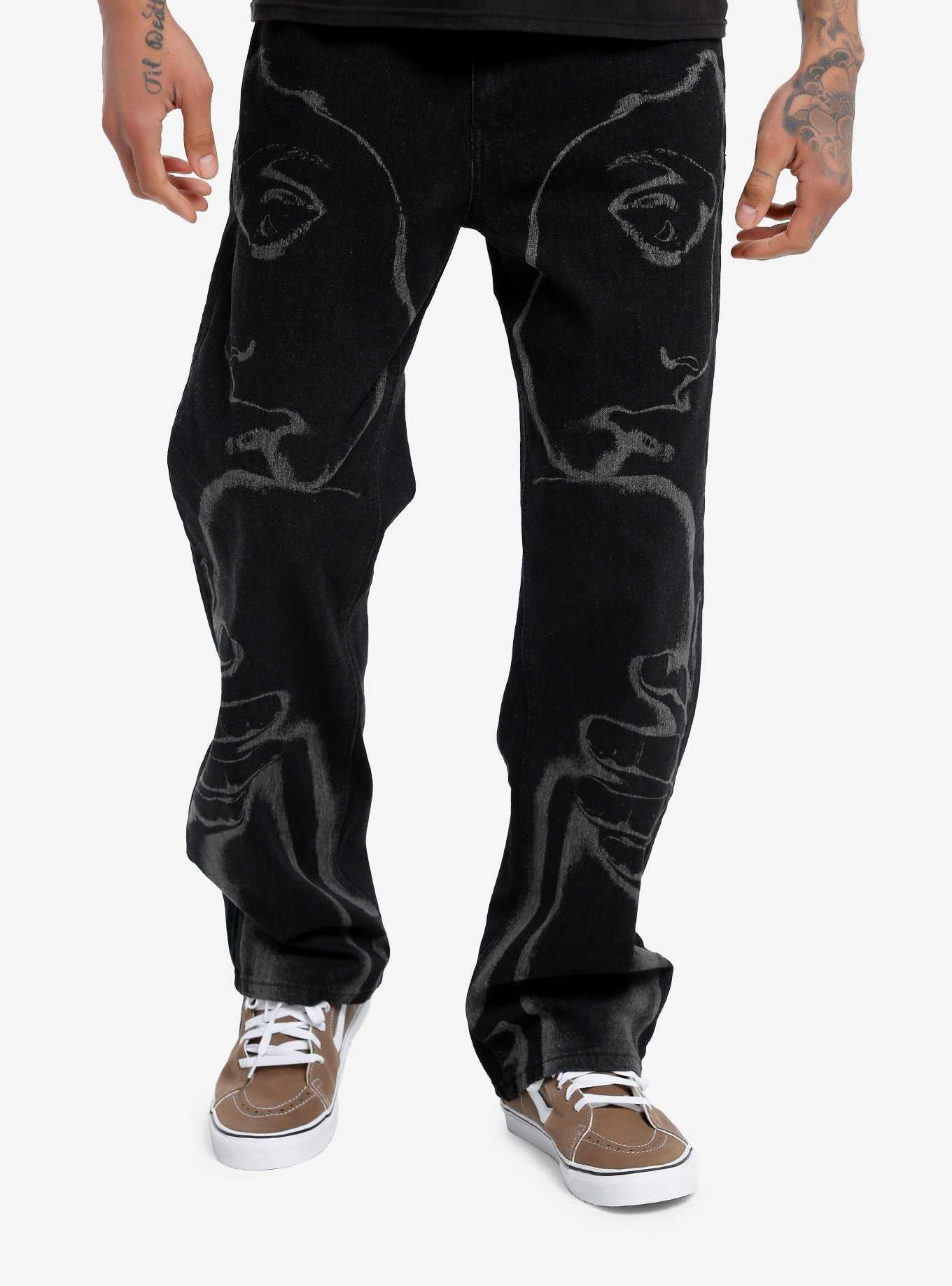 Hot Topic Light Indigo Cargo Side Chain Denim Jogger Pants