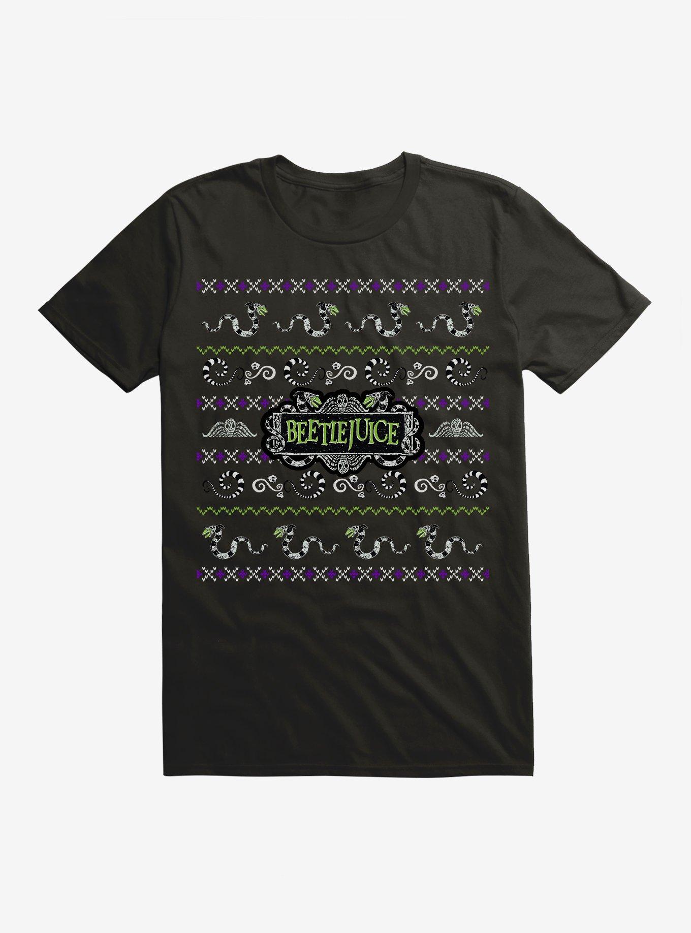 Beetlejuice Ugly Christmas Sweater Pattern T-Shirt