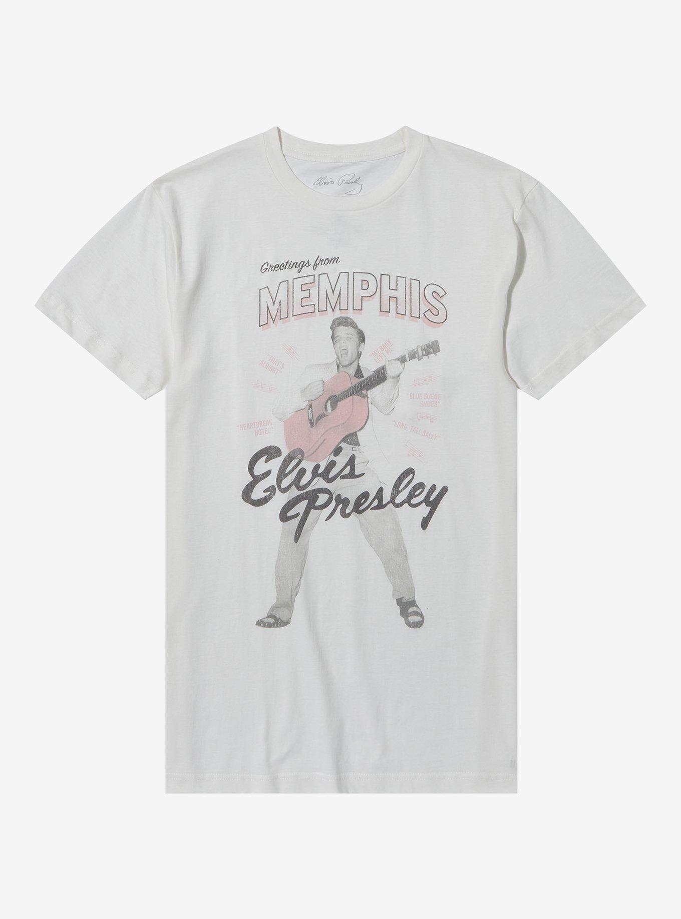 Elvis Presley Greetings From Memphis Boyfriend Fit Girls T-Shirt, OATMEAL, hi-res