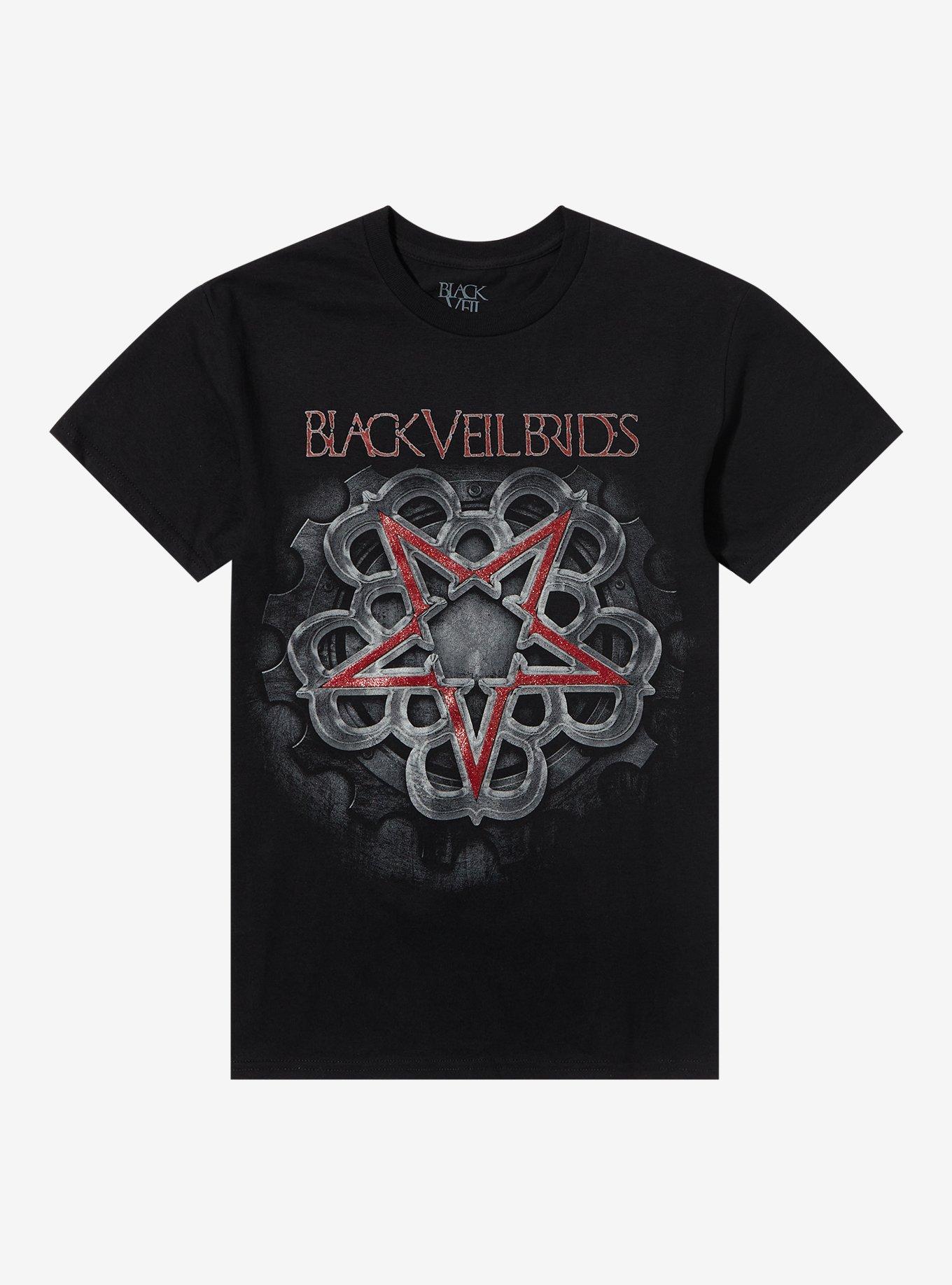 Black Veil Brides Glitter Star Boyfriend Fit Girls T-Shirt, BLACK, hi-res