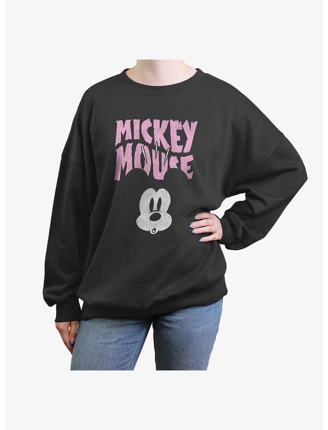 Disney Mickey Mouse Spooked Face Womens Oversized Sweatshirt, CHARCOAL, hi-res