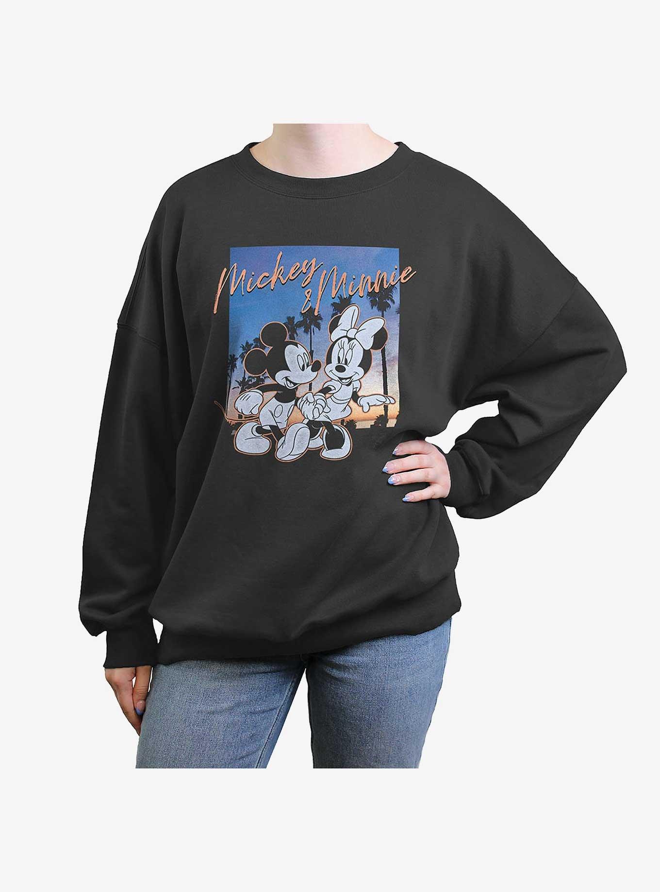 Disney Mickey Mouse Sunset Couple Womens Oversized Sweatshirt, CHARCOAL, hi-res