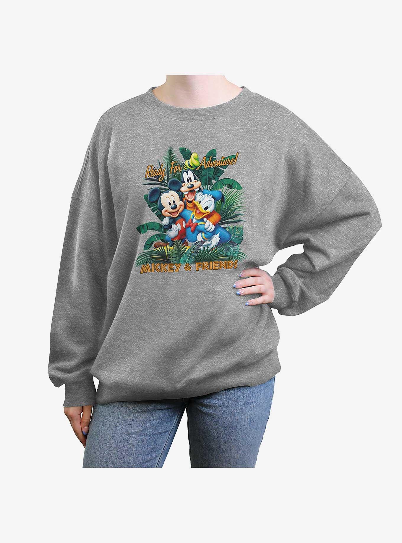 Disney Mickey Mouse Adventure Friends Womens Oversized Sweatshirt, HEATHER GR, hi-res