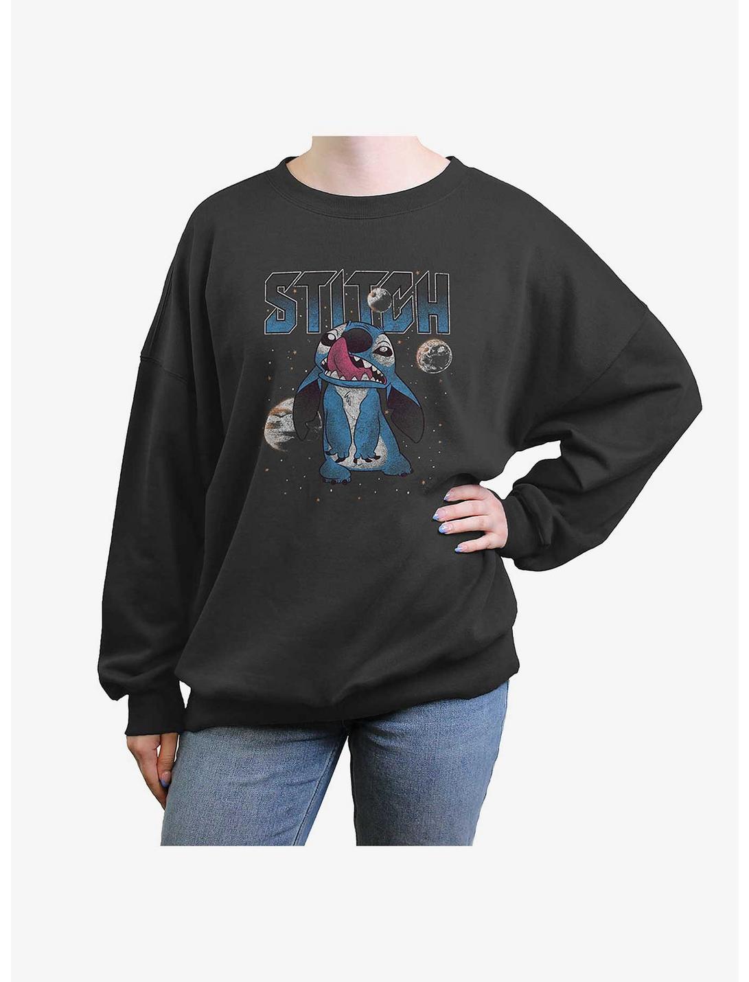 Disney Lilo & Stitch Planets Womens Oversized Sweatshirt, CHARCOAL, hi-res