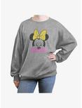 Disney Minnie Mouse Smile Minnie Womens Oversized Sweatshirt, HEATHER GR, hi-res