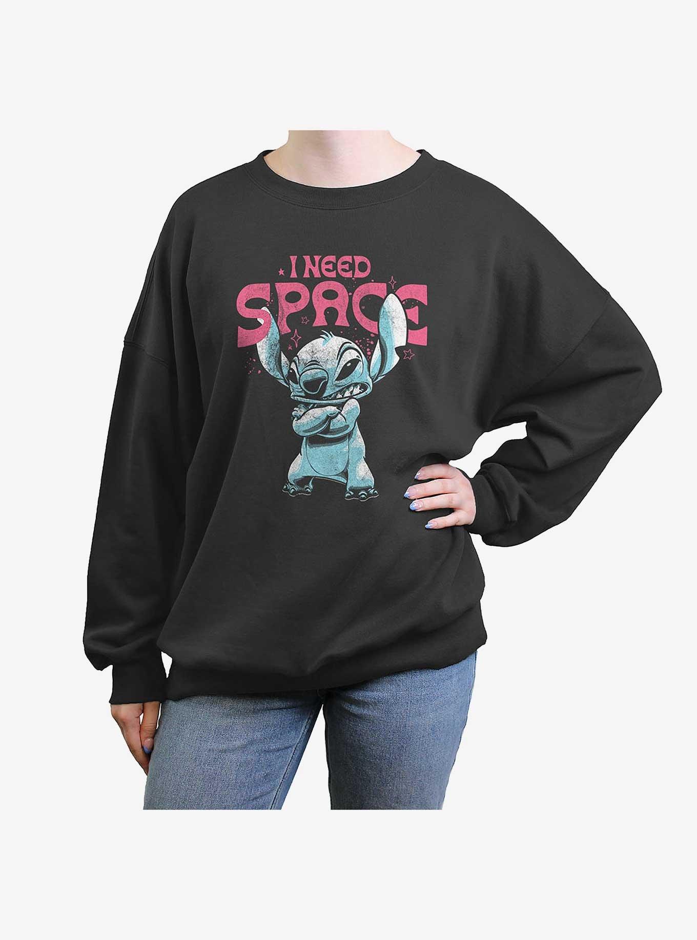 Disney Lilo & Stitch I Need Space Womens Oversized Sweatshirt, CHARCOAL, hi-res