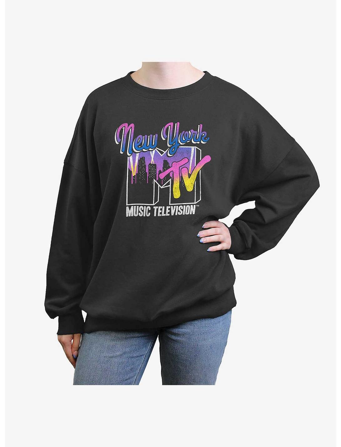 MTV New York City Lights Womens Oversized Sweatshirt, CHARCOAL, hi-res