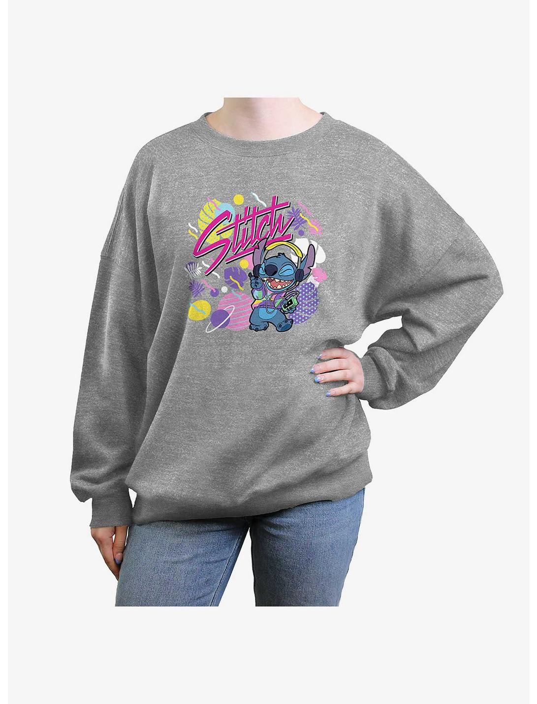 Disney Lilo & Stitch 90s Rock Womens Oversized Sweatshirt, HEATHER GR, hi-res