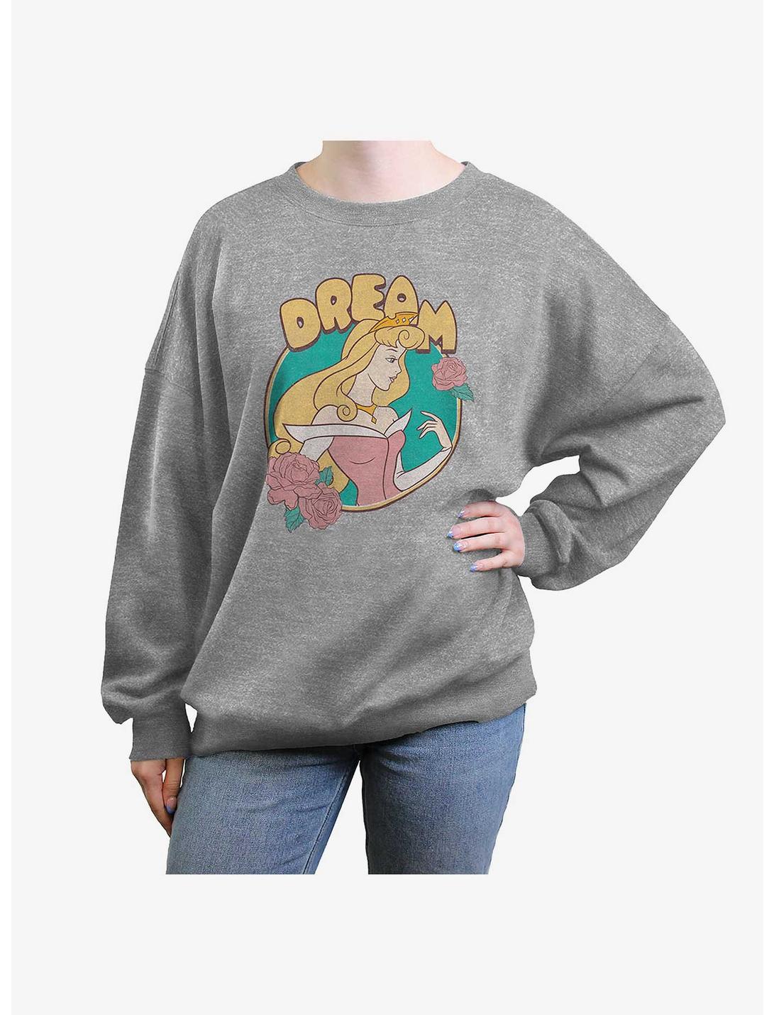 Disney Sleeping Beauty Dream Aurora Womens Oversized Sweatshirt, HEATHER GR, hi-res