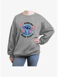 Disney Lilo & Stitch Sending Good Vibes Womens Oversized Sweatshirt, HEATHER GR, hi-res