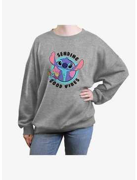 Disney Lilo & Stitch Sending Good Vibes Womens Oversized Sweatshirt, , hi-res