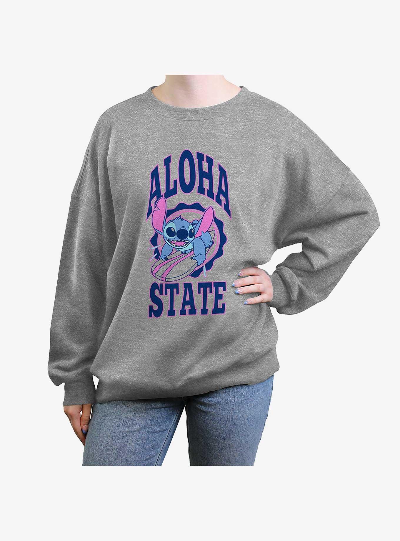 Disney Lilo & Stitch Aloha State Stitch Surf Womens Oversized Sweatshirt, , hi-res