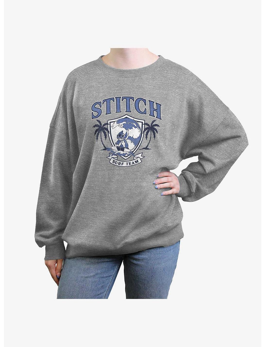 Disney Lilo & Stitch Surf Team Womens Oversized Sweatshirt, HEATHER GR, hi-res