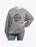 Disney Mickey Mouse Retro Group Womens Oversized Sweatshirt, HEATHER GR, hi-res