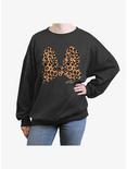 Disney Minnie Mouse Animal Print Bow Womens Oversized Sweatshirt, CHARCOAL, hi-res