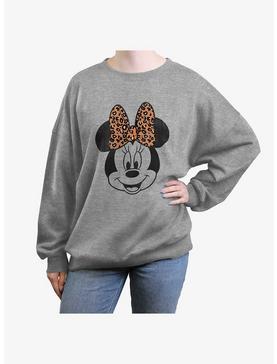 Disney Minnie Mouse Modern Leopard Womens Oversized Sweatshirt, , hi-res