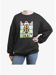 Disney Mickey Mouse Crew Womens Oversized Sweatshirt, CHARCOAL, hi-res