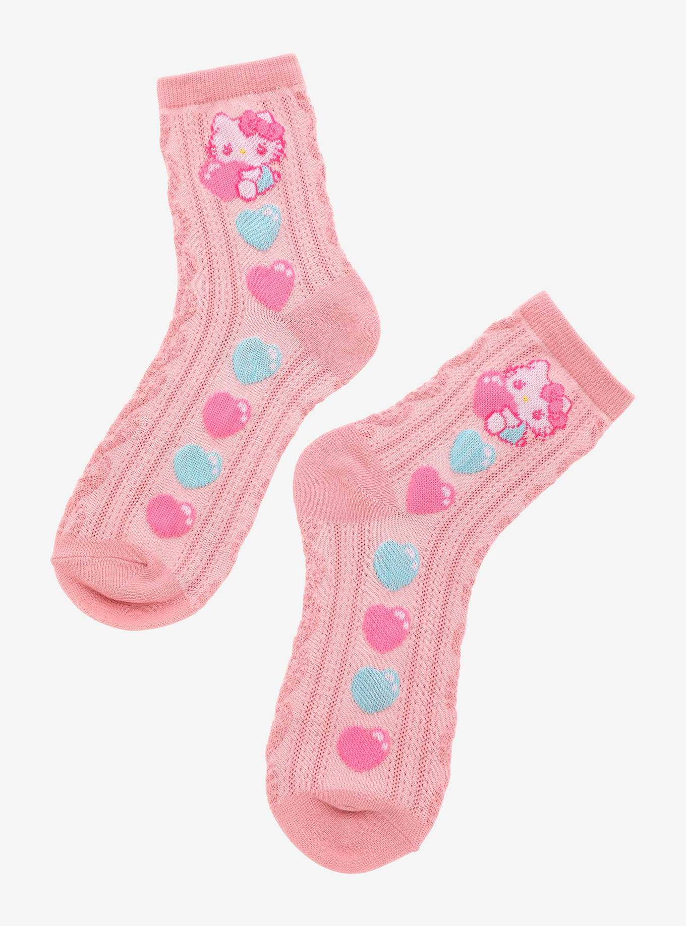 Sanrio Hello Kitty Emo Kyun Hearts Crew Socks - BoxLunch Exclusive, , hi-res