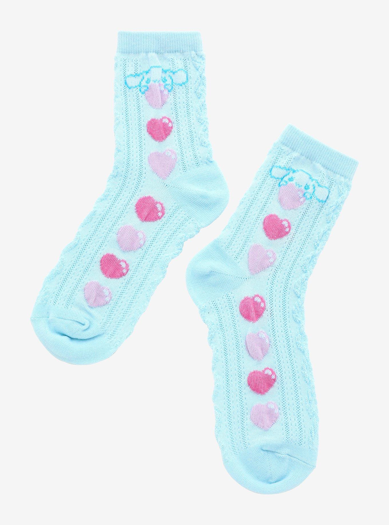 Sanrio Cinnamoroll Emo Kyun Hearts Crew Socks - BoxLunch Exclusive, , hi-res