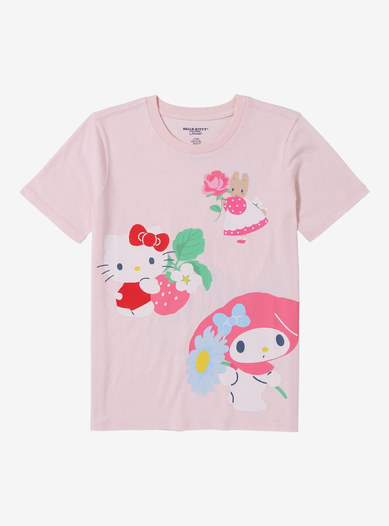 Sanrio Hello Kitty and Friends Floral Youth T-Shirt &mdash; BoxLunch Exclusive, PINK, hi-res