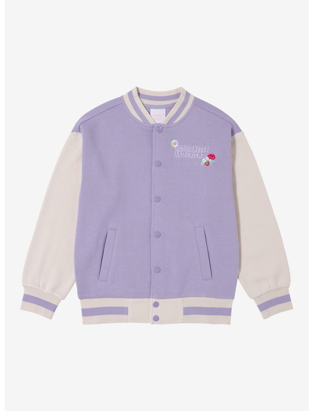 Sanrio Hello Kitty and Friends Floral Youth Varsity Jacket - BoxLunch Exclusive, LIGHT PURPLE, hi-res