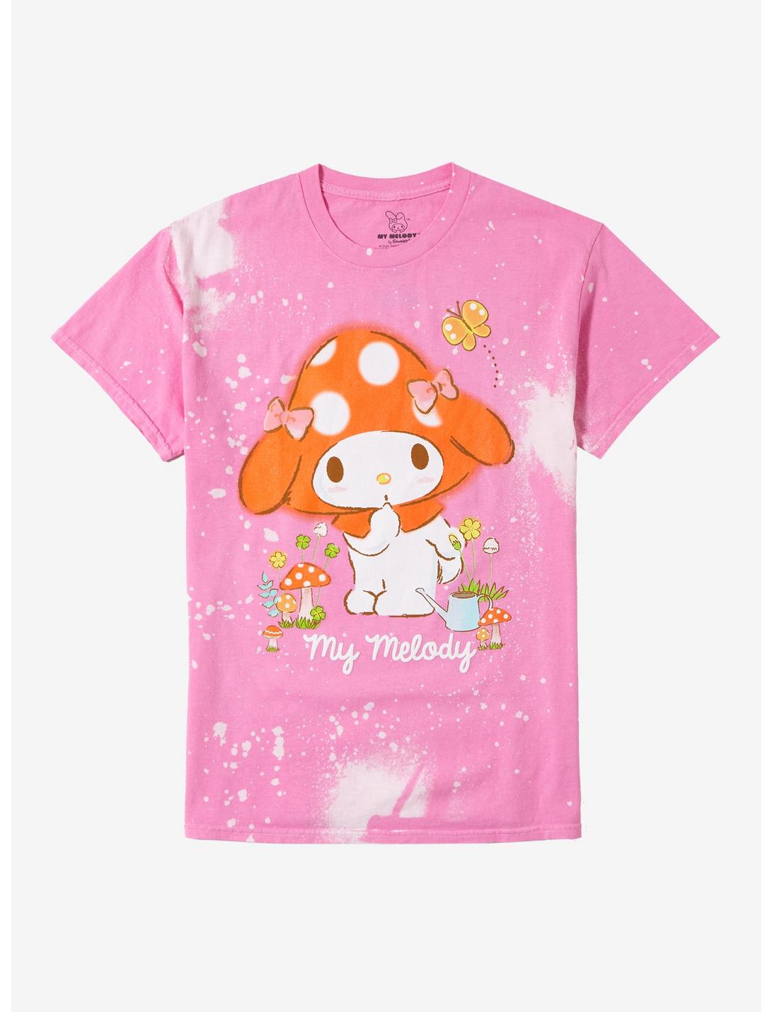 My Melody Mushroom Pink Splatter Dye Boyfriend Fit Girls T-Shirt, MULTI, hi-res