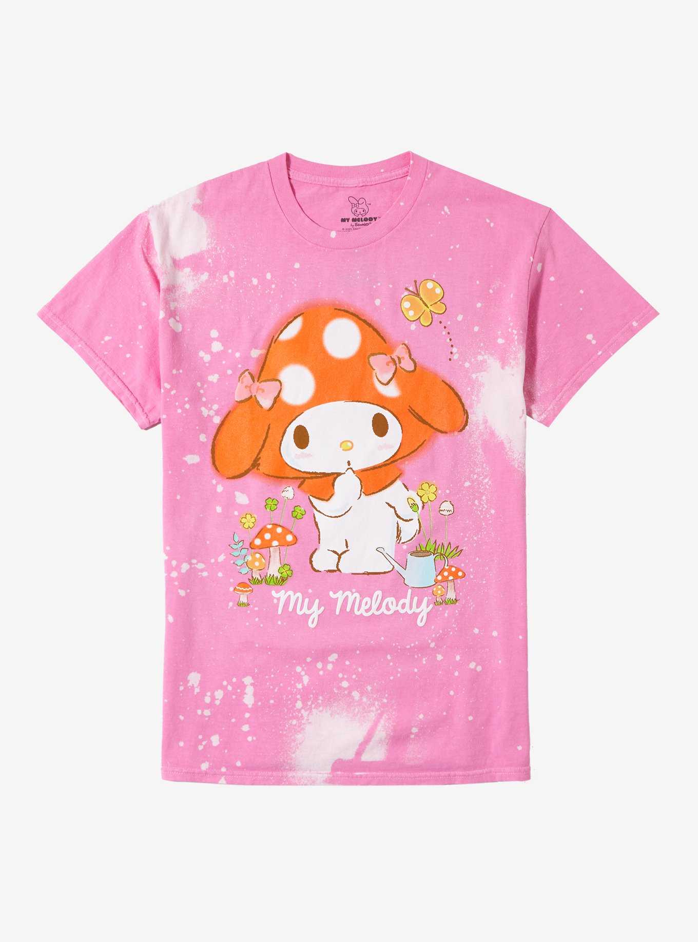 My Melody Mushroom Pink Splatter Dye Boyfriend Fit Girls T-Shirt, , hi-res