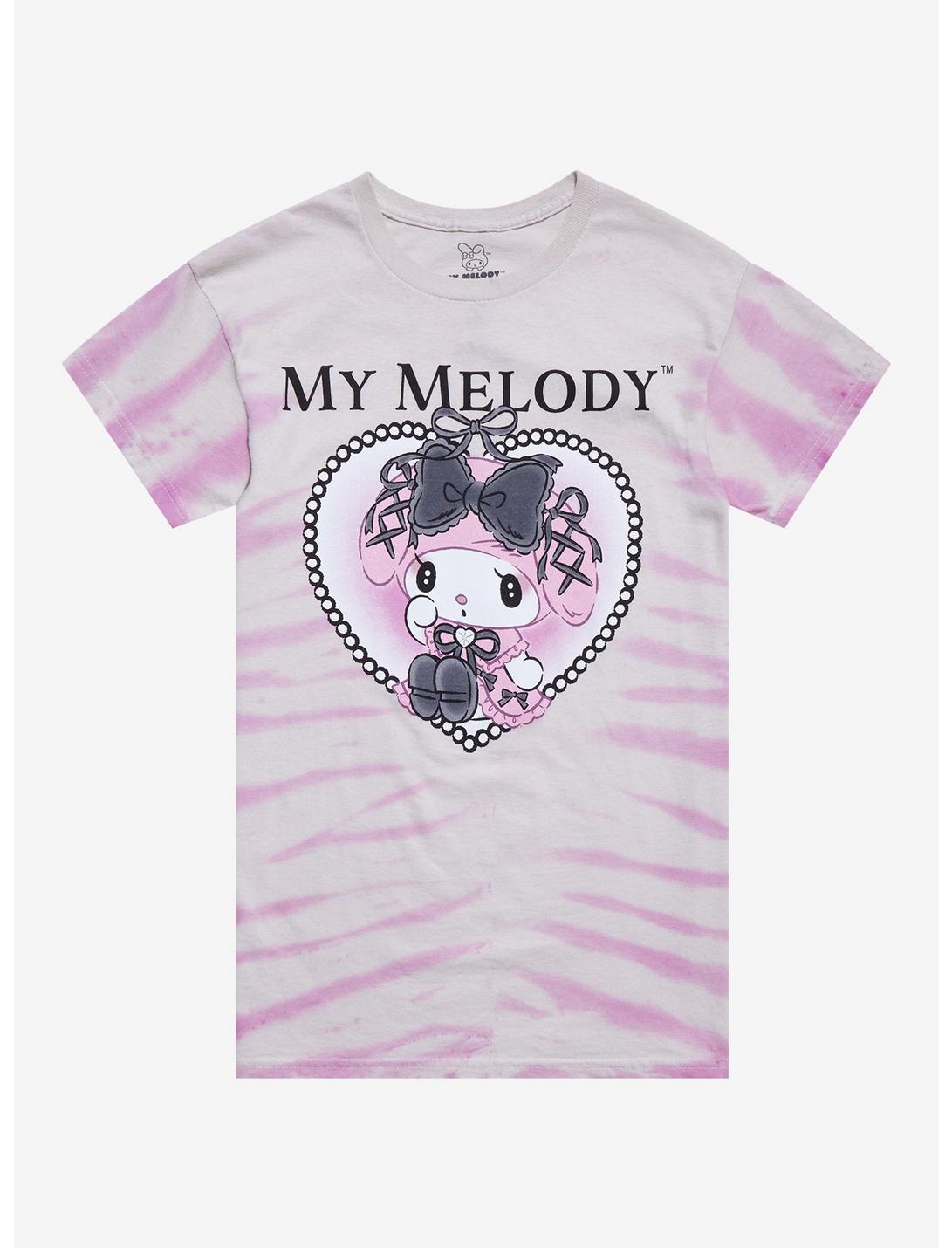 My Melody Lolita Pink Tie-Dye Boyfriend Fit Girls T-Shirt, MULTI, hi-res