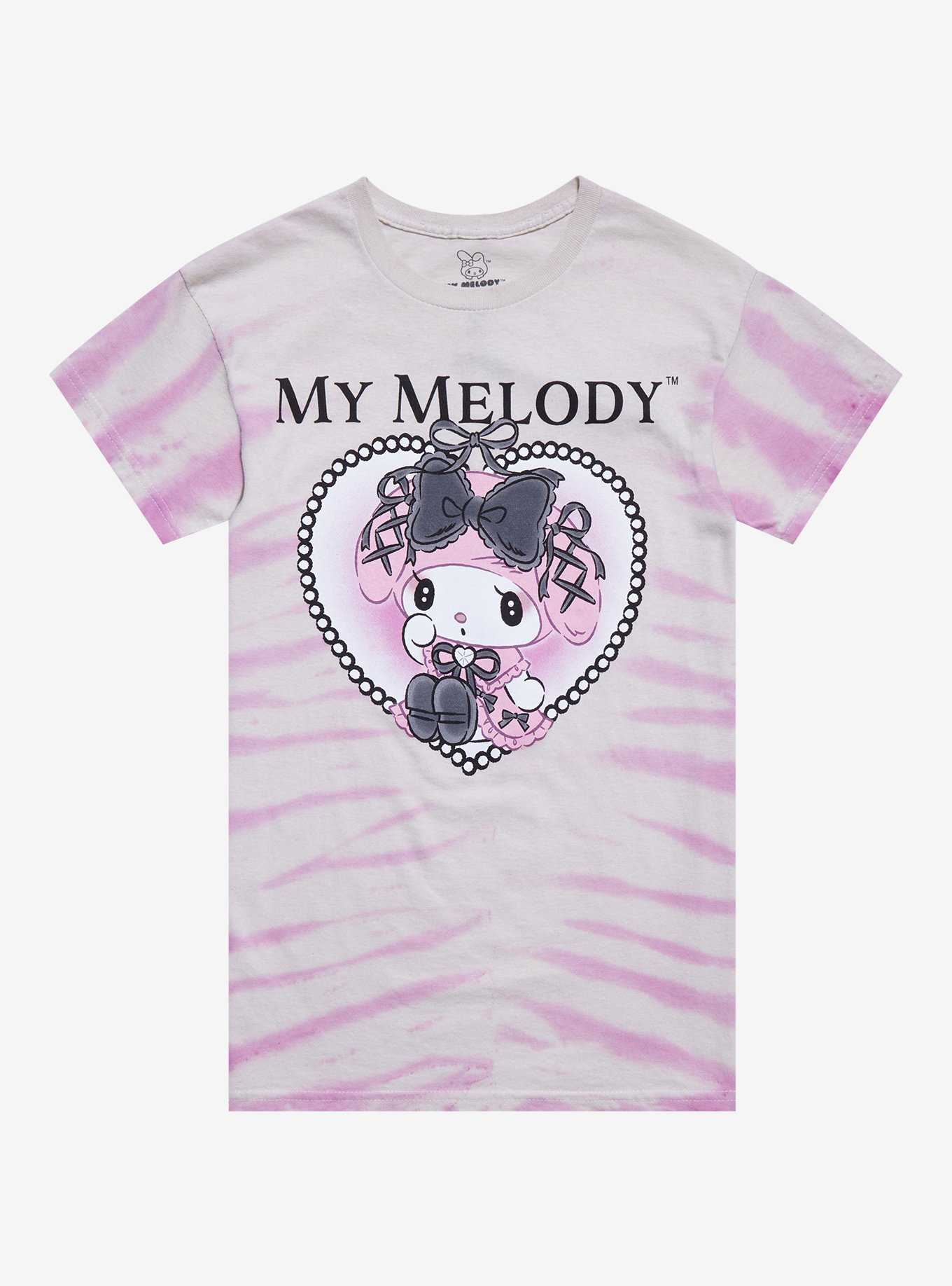 My Melody Lolita Pink Tie-Dye Boyfriend Fit Girls T-Shirt, , hi-res