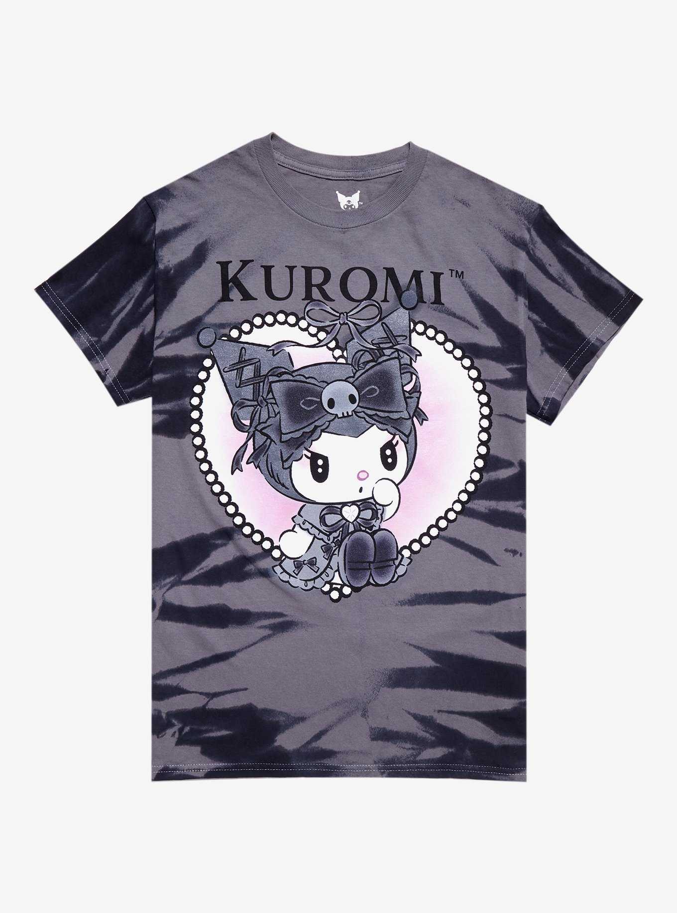 Kuromi Lolita Black Tie-Die Boyfriend Fit Girls T-Shirt, , hi-res