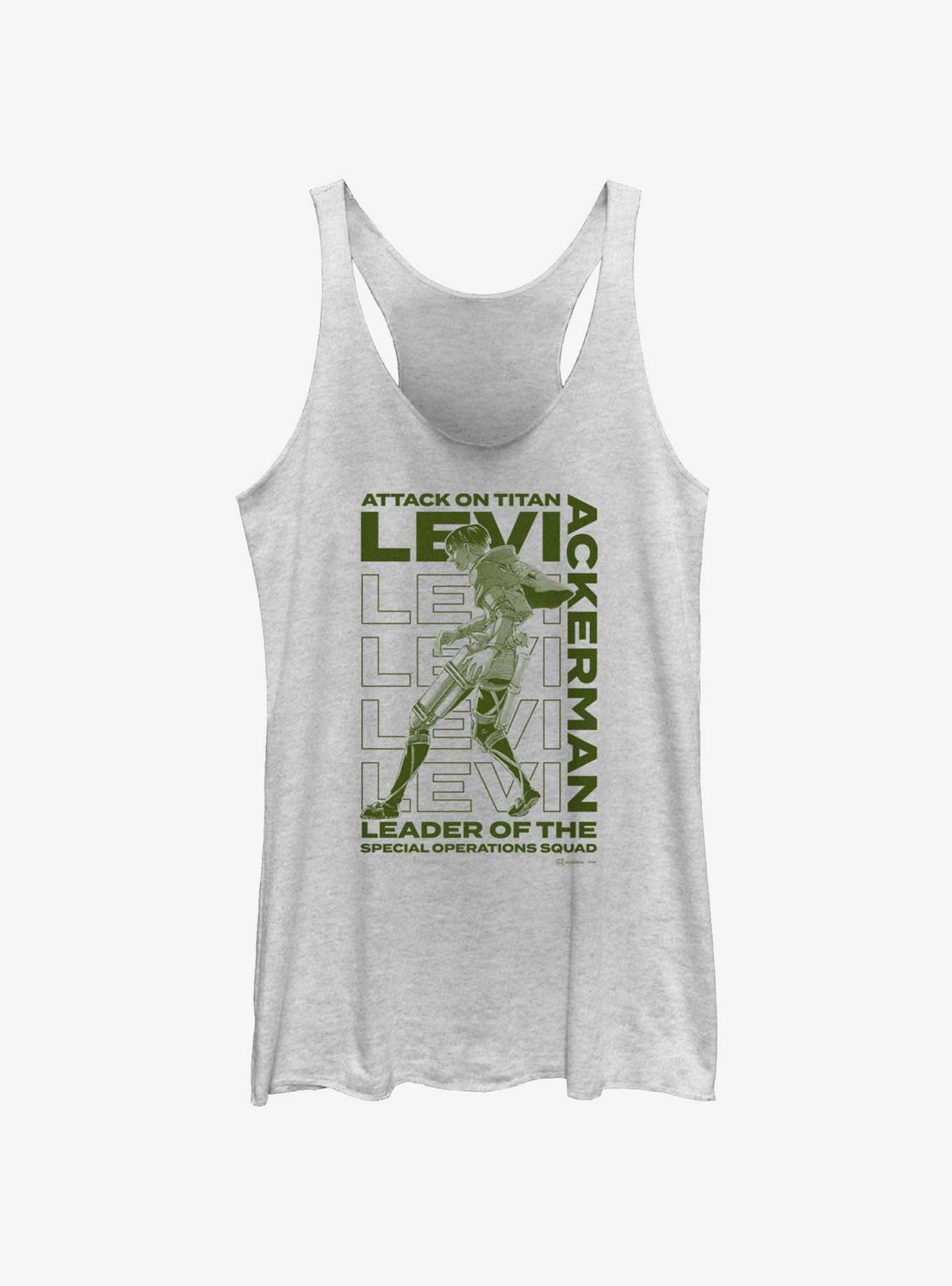 Attack On Titan Captain Levi Ackerman GIrls Raw Edge Tank, WHITE HTR, hi-res