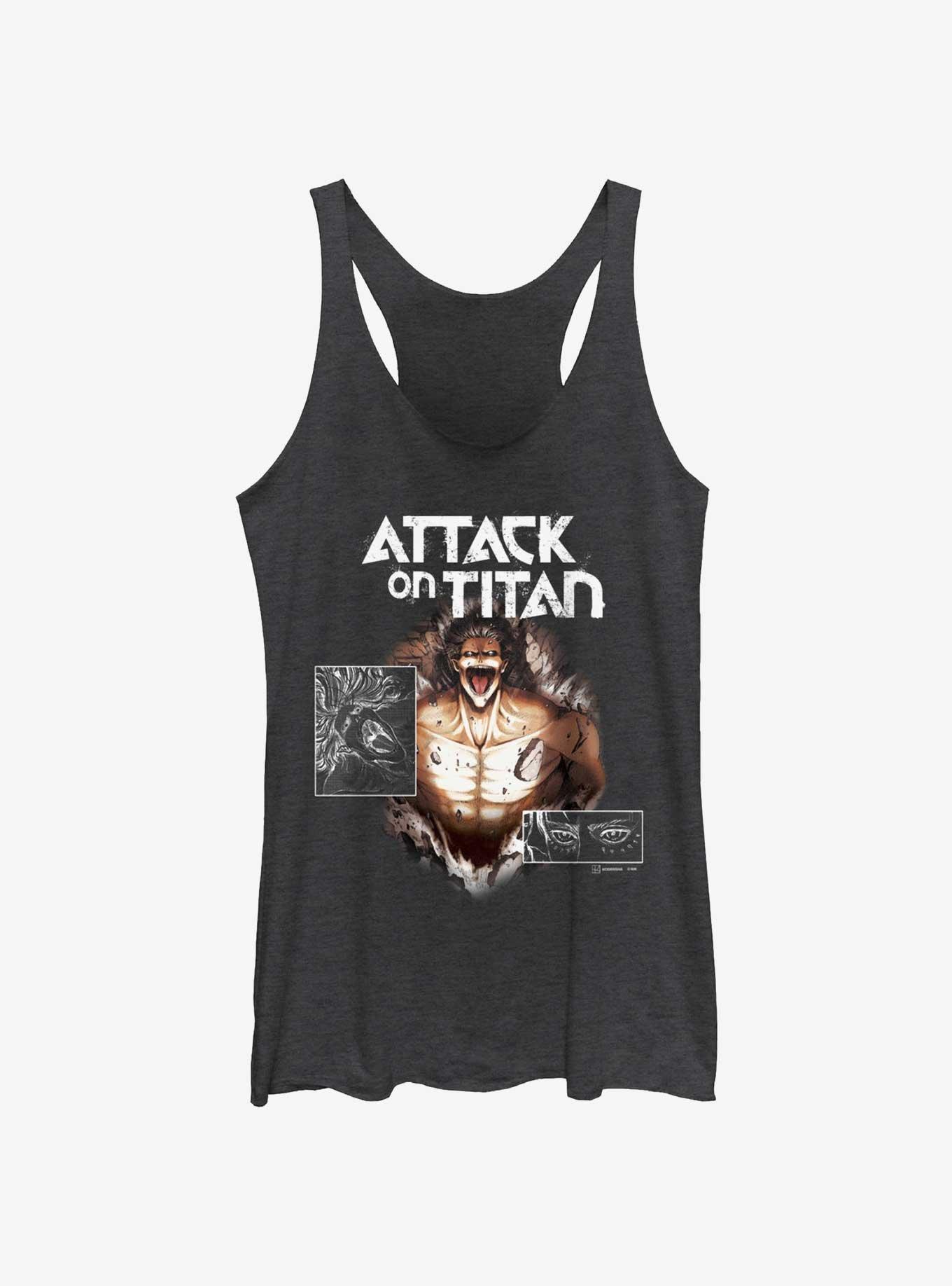 Attack On Titan Eren Yeager Attack On Titan Negative GIrls Raw Edge Tank, BLK HTR, hi-res