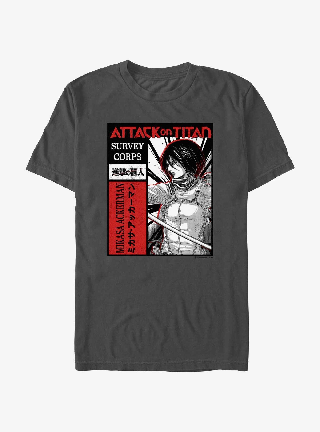 Attack On Titan Survey Corps Mikasa T-Shirt, CHARCOAL, hi-res