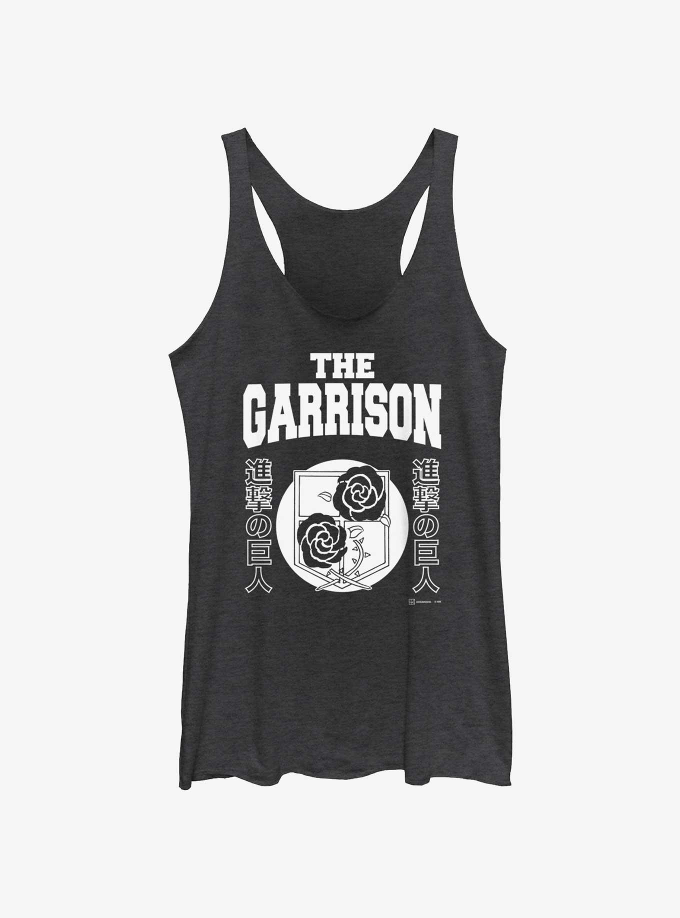 Attack On Titan The Garrison Jersey GIrls Raw Edge Tank, BLK HTR, hi-res