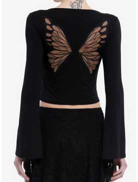 Cosmic Aura Butterfly Girls Crop Bell Sleeve Top, , hi-res