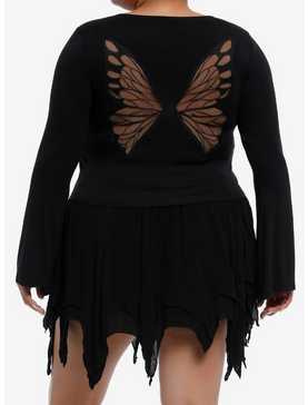 Cosmic Aura Butterfly Girls Crop Bell Sleeve Top Plus Size, , hi-res