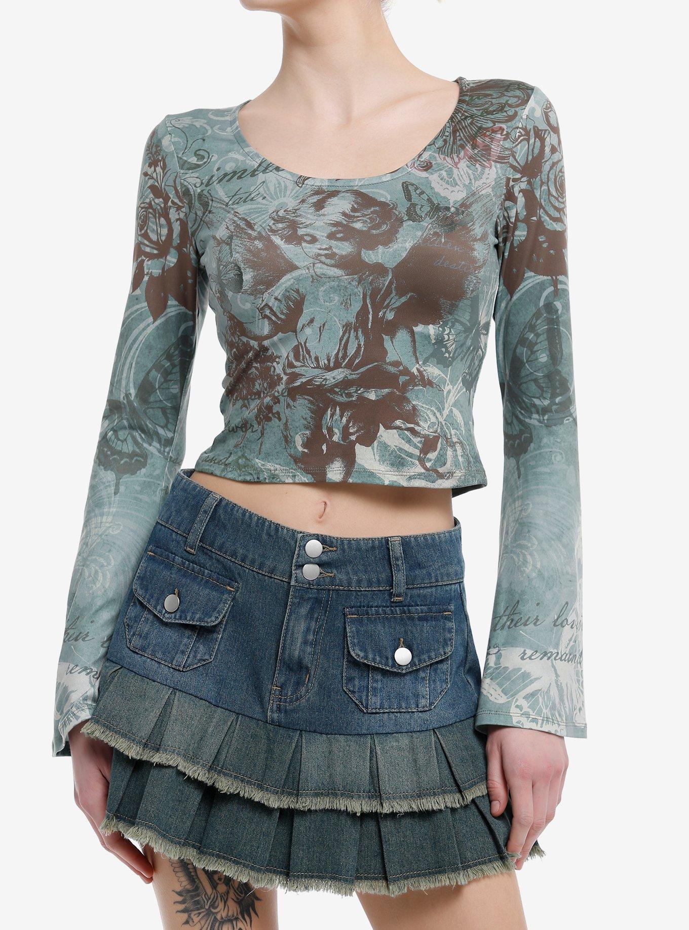 Sweet Society Renaissance Angel Script Girls Long-Sleeve Top, BROWN, hi-res