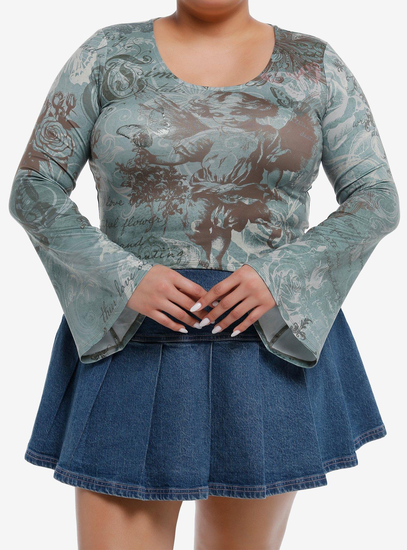 Sweet Society Renaissance Angel Script Girls Long-Sleeve Top Plus Size, , hi-res