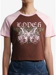 Sweet Society® Lover Butterfly Girls Raglan Crop T-Shirt, PINK, hi-res