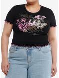 Sweet Society® Butterfly Grunge Girls Crop Top Plus Size, PINK, hi-res