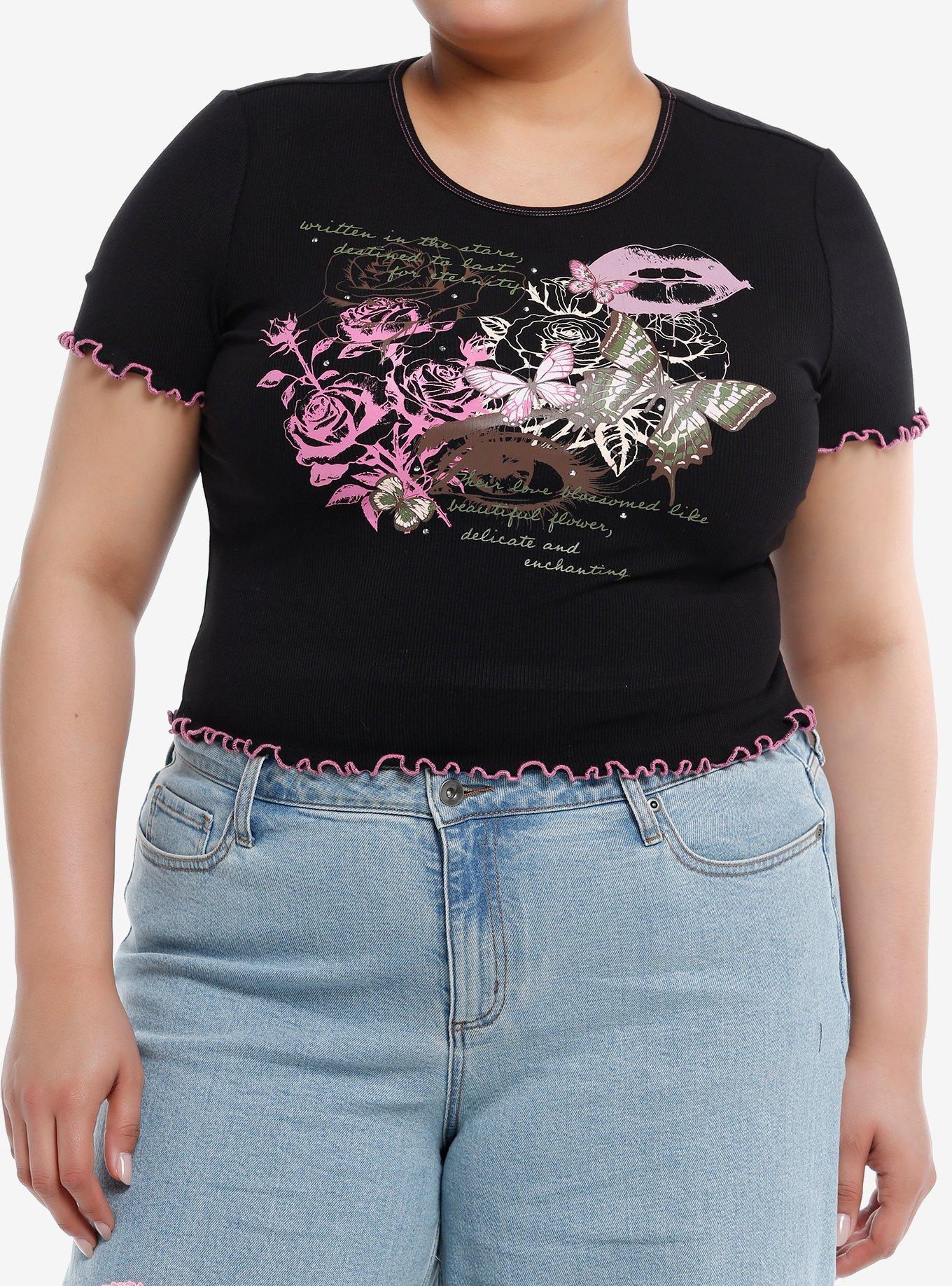 Sweet Society® Butterfly Grunge Girls Crop Top Plus Size, , hi-res