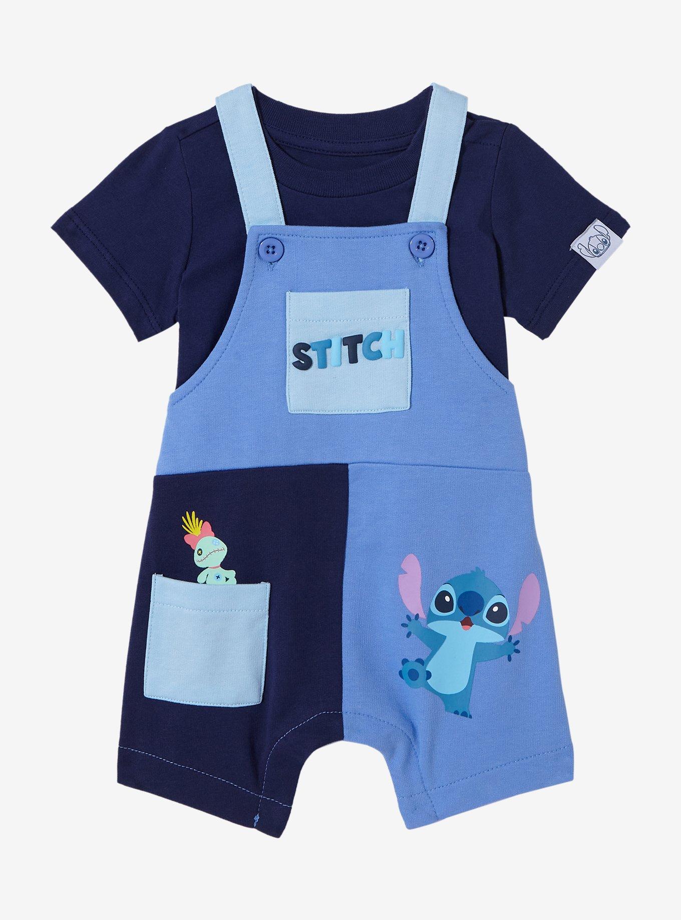 Disney Lilo & Stitch Color Block Infant T-Shirt and Overall Set — BoxLunch Exclusive, MULTI, hi-res