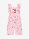 Sanrio Hello Kitty Floral Allover Print Ruffle Toddler Romper — BoxLunch Exclusive, PINK, hi-res