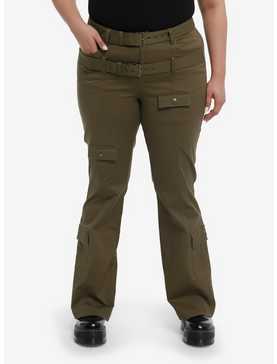 Social Collision Army Green Double Belt Carpenter Pants Plus Size, , hi-res