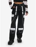 Black & White Grommet Chain Carpenter Pants, , hi-res